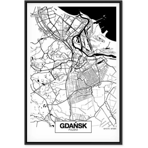  Slika - City Plan: Gdansk (1 Part) Vertical 60x90 U crnom drvenom okviru Slike