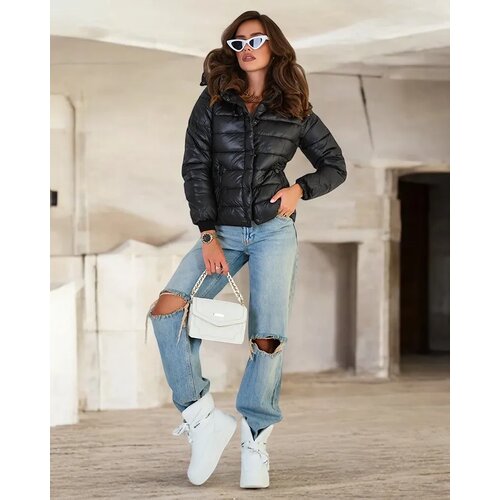 Resti Black women's quilted jacket with hood Cene