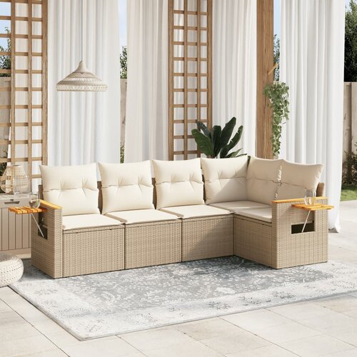 vidaXL 5-dijelni vrtni set sofa s jastucima bež od poliratana Cijene