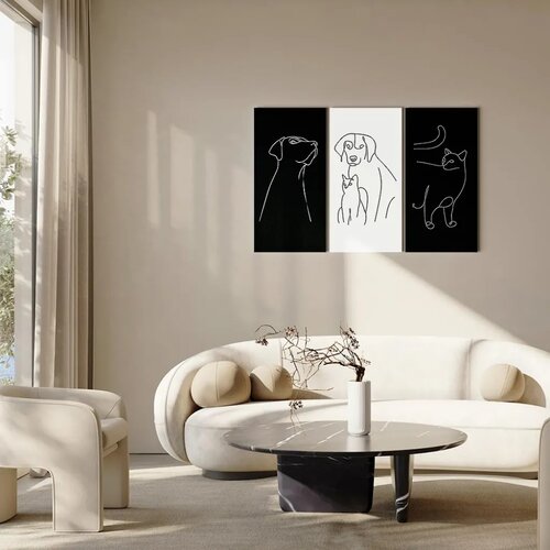 Slika - Domestic Animals (3 Parts) 60x40 Akustična Slike