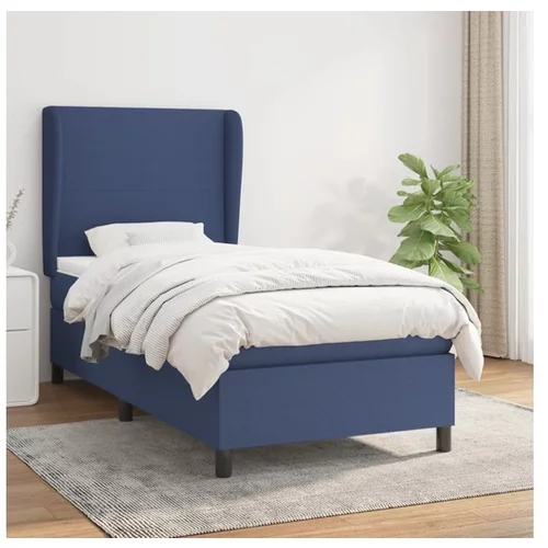  Box spring postelja z vzmetnico modra 90x190 cm blago