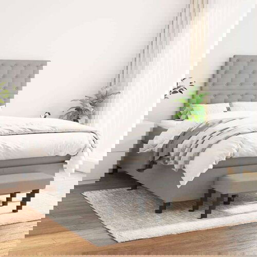  Box spring postelja z vzmetnico svetlo siva 120x200 cm blago, (20901672) Slike