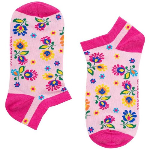 Folkstar Woman's Socks Short Pink/Flowers Slike