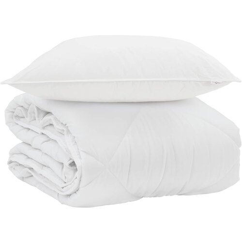 vidaXL Poletna odeja z blazino 2 pcs Bela Mikrovlakna, (5000147909) Cene