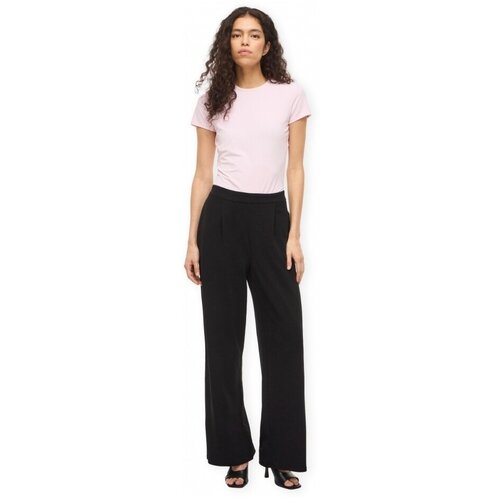 Vila Hlače Noos Benne Wide Trousers - Black Beauty Črna Slike