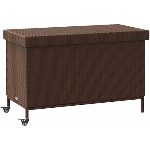  Vrtna kutija za pohranu s kotačima smeđa 110x55x73 cm poliratan Slike