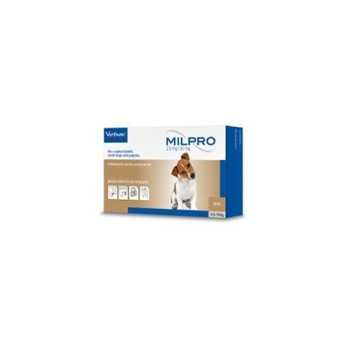 Virbac Milpro tablete protiv unutrašnjih parazita za pse 2.5mg/25mg Slike