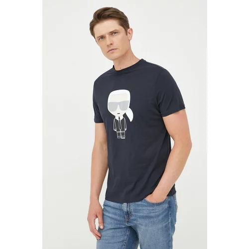 Karl Lagerfeld Bombažen t-shirt mornarsko modra barva