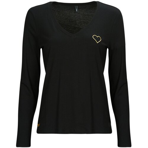 Only Topi &amp;amp; Bluze ONLNOOMI L/S HEART TOP CS JRS Črna Slike