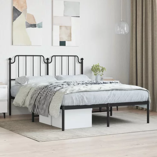 Metalni okvir za krevet s uzglavljem crni 140x190 cm