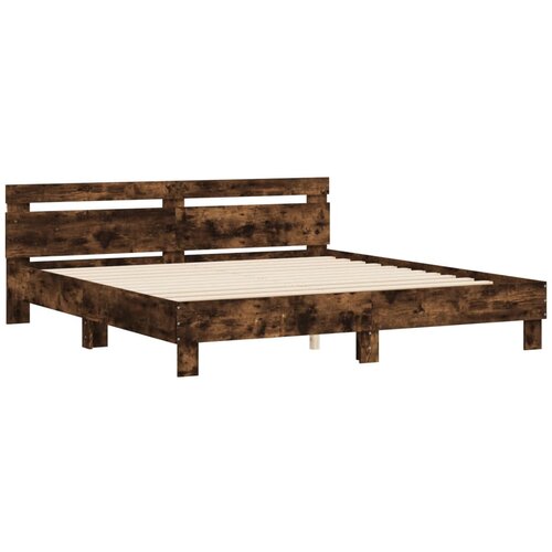  Okvir za krevet s uzglavljem i LED boja hrasta 180x200 cm Slike