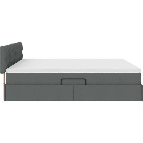  Krevet s od storage Tamno siva 180 x 200 cm Lažna koža - Tamno siva 180 x 200 cm Dizajn s jastučićima Slike