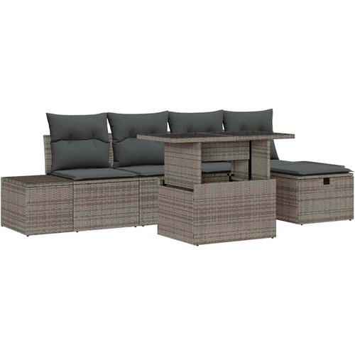  Sjedeća garnitura za vrt 6 kom. Poli ratan Crna 294 x 117 x 69 cm Slike