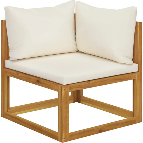 vidaXL Modularna kutna sofa i krem bijeli jastuci bagremovo drvo