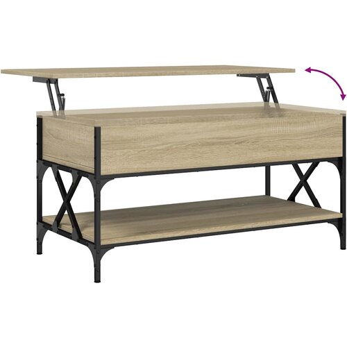  Stolić za kavu boja hrasta sonome 100x50x50 cm od drva i metala Slike