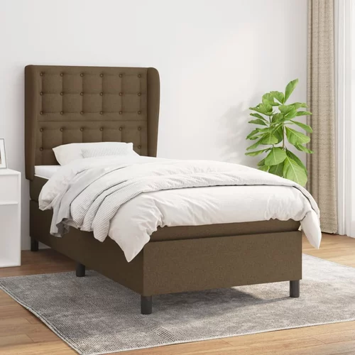 Krevet s oprugama i madracem tamnosmeđi 100 x 200 cm od tkanine