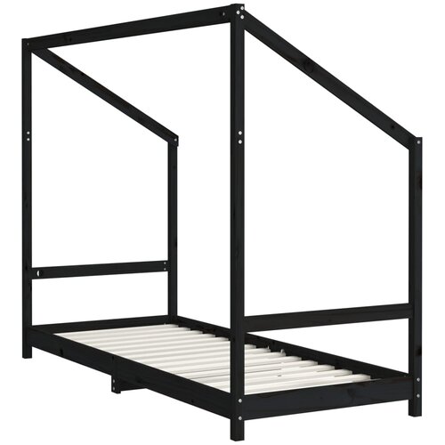  Okvir za dječji krevet crni 2x(80x200) cm masivna borovina Slike