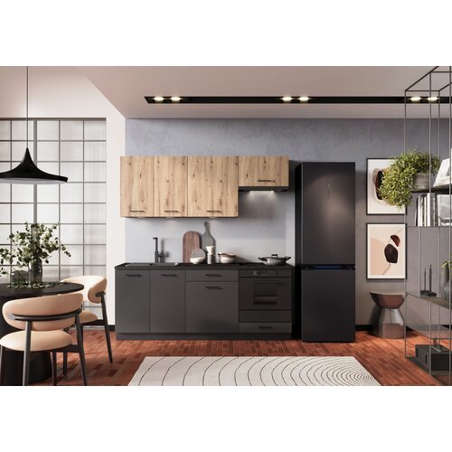 Stolkar KUHINJSKI BLOK ANIKA 200 CM - GRAFIT SIVA/ARTISAN HRAST Cijene