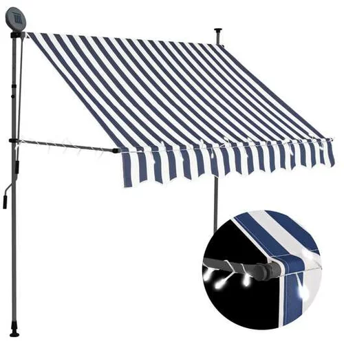  Ročno zložljiva tenda z LED lučmi 200 cm modra in bela
