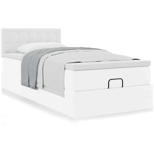 VidaXL otomanski okvir kreveta s madracem bijela 90x200cm umjetna koža Slike