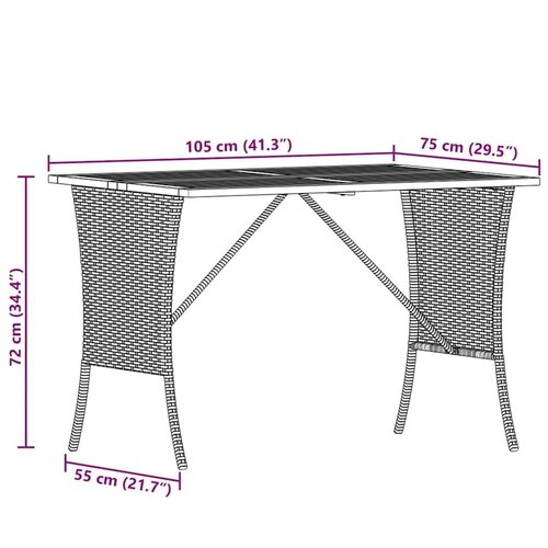  Vrtni stol s pločom od akacije bež 105x75x72 cm poli ratan - Bež 1 Slike