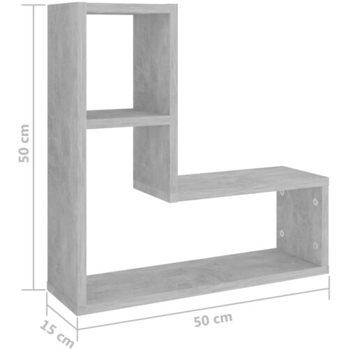  Zidne police 2 kom boja betona 50x15x50 cm konstruirano drvo Slike