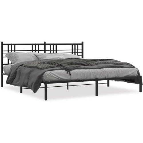 vidaXL Metalni okvir za krevet s uzglavljem crni 183x213 cm Cene