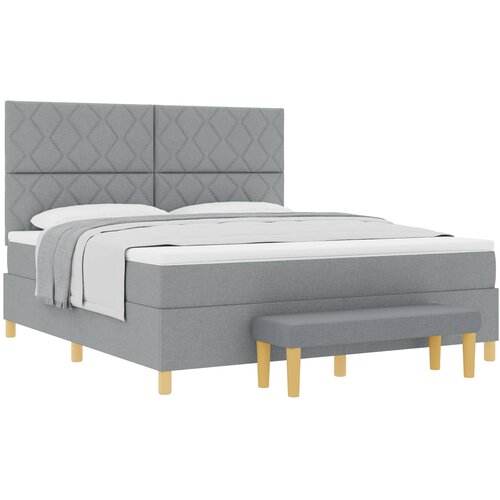  Krevet s opruga kutije Svjetlosiva 200 x 180 cm tkanina Slike