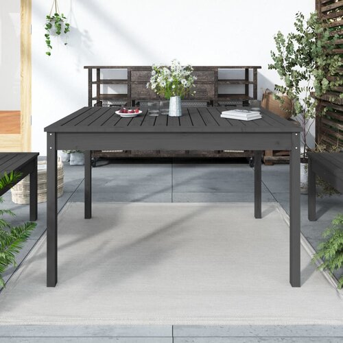 vidaXL Vrtna miza siva 121x82,5x76 cm trdna borovina Cene