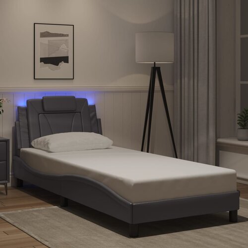  The Living Store Posteljni okvir z LED lučkami siv 80x200 cm umetno usnje - Posteljni Okvir, (21499968) Cene