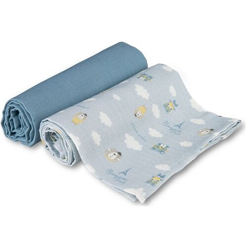 Canpol babies muslin (pelena 70x70cm) bonjour paris blue - 2kom Slike