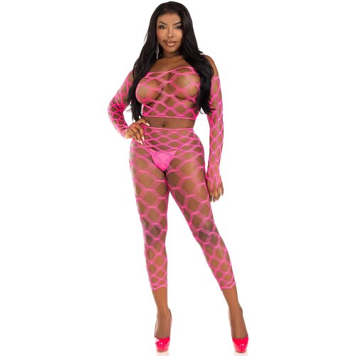 Leg Avenue Net Crop Top & Footless Tights 89325 Pink Cene