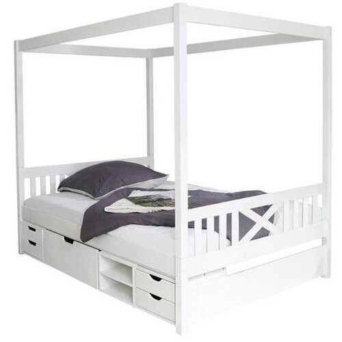 MID.YOU Postelja Z Baldahinom Lino, Bor, Masivno, Bela Cene