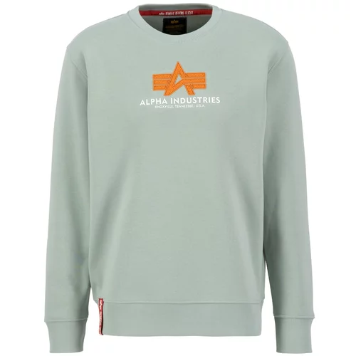 Alpha Industries Sweater majica pastelno zelena / narančasta / bijela