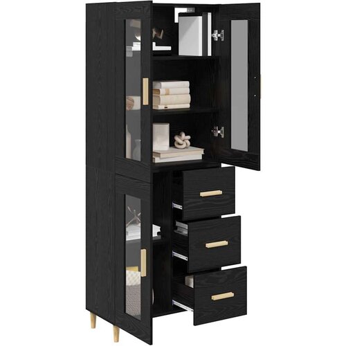 vidaXL Highboard Zidne s ladicama 2 pcs Crni hrast Konstruirano drvo Cene