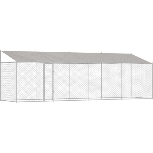  Kavez za psa s krovom Srebrno 800 x 200 x 256 cm Čelik i PE Slike
