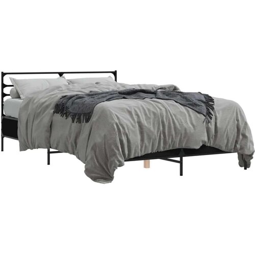  Okvir za krevet crni 135x190 cm konstruirano drvo i metal Cijene