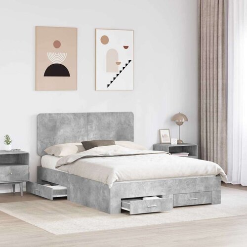  Okvir za krevet s uzglavljem Betonski sivi 160 x 200 cm Slike
