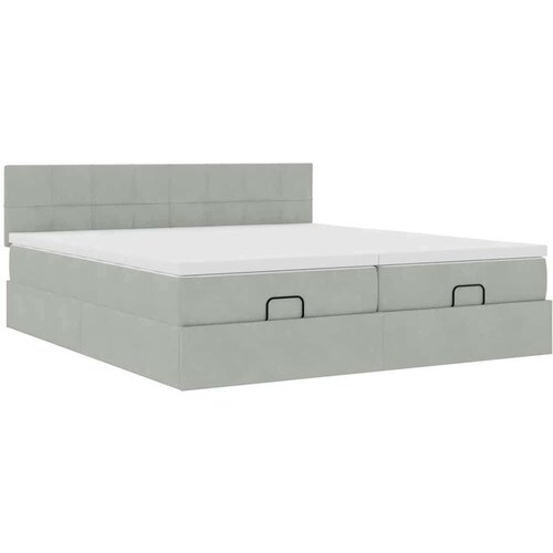vidaXL Otomanski posteljni okvir z vzmetnicami siv 180x200cm žamet Cene