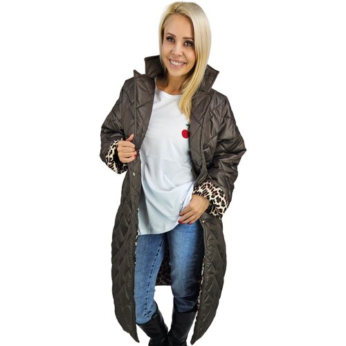 Pri Women's long transitional quilted warm camouflage coat BIANCA Cene