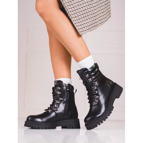 SHELOVET Black lacing women's ankle boots Shelovet