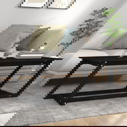 VidaXL stolić za kavu crni 110 x 55 x 45 cm od masivne borovine Slike