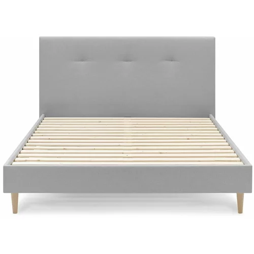 Bobochic Paris Svijetlo sivi tapecirani bračni krevet s podnicom 160x200 cm Tory -