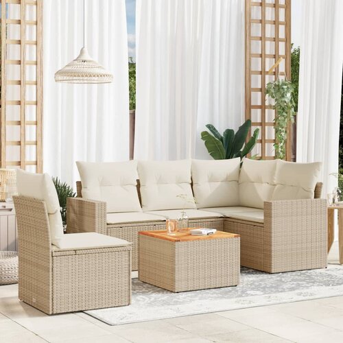VidaXL 6-dijelni set vrtnih sofa s jastucima bež od poliratana Slike