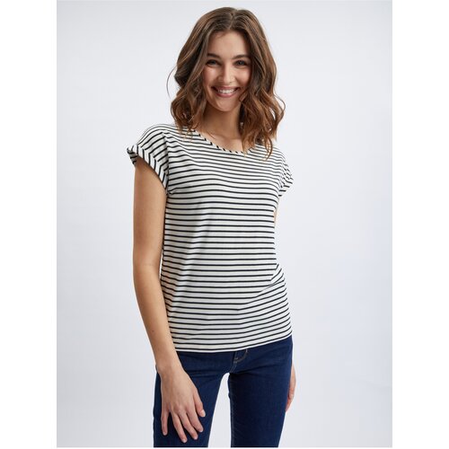 Orsay Cream-Blue Women Striped T-Shirt - Women Slike