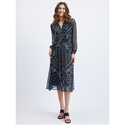Orsay dark blue women&amp;#039;s patterned midisats - women Slike