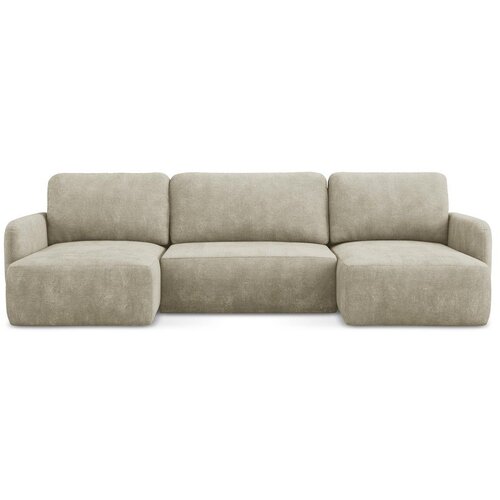 Makamii Bež sklopiva/s prostorom za odlaganje kutna garnitura od šenila (u obliku slova "U") Lilo – Cijene