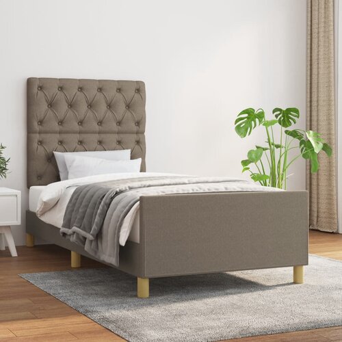 The Living Store Posteljni okvir z vzglavjem taupe 80x200 cm blago - Posteljni Okvir Z Vzglavjem, (21526194) Slike