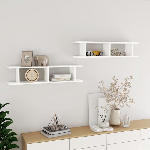 vidaXL Stenska polica 2 kosa bela 90x18x20 cm iverna plošča Cene
