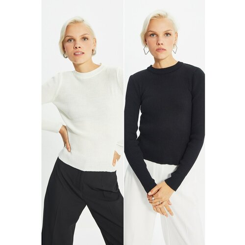 Trendyol black and white 2-pack knitwear sweater Slike